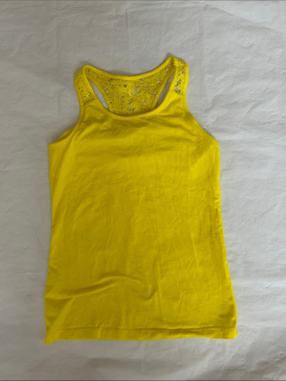 SO Bright Yellow Lace Racerback Tank Top